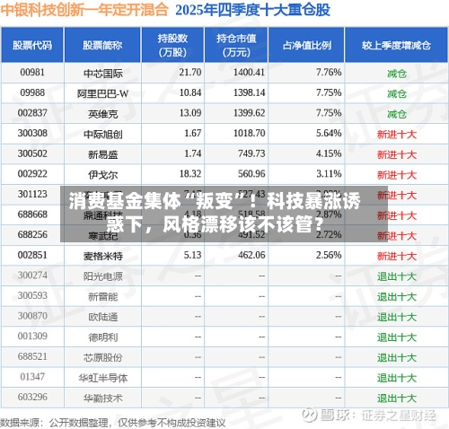 消费基金集体“叛变	”！科技暴涨诱惑下	，风格漂移该不该管？-第2张图片