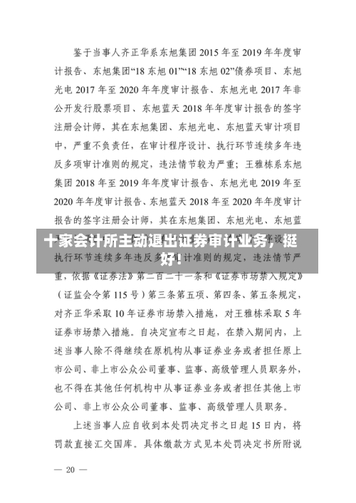 十家会计所主动退出证券审计业务，挺好！-第2张图片