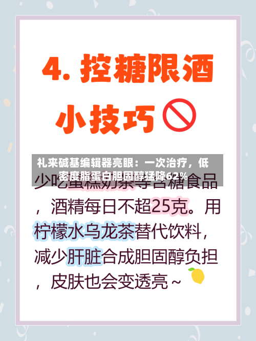 礼来碱基编辑器亮眼：一次治疗，低密度脂蛋白胆固醇猛降62%