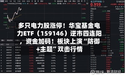 多只电力股涨停！华宝基金电力ETF（159146）逆市四连阳，资金加码！板块上演“防御+主题”双击行情
